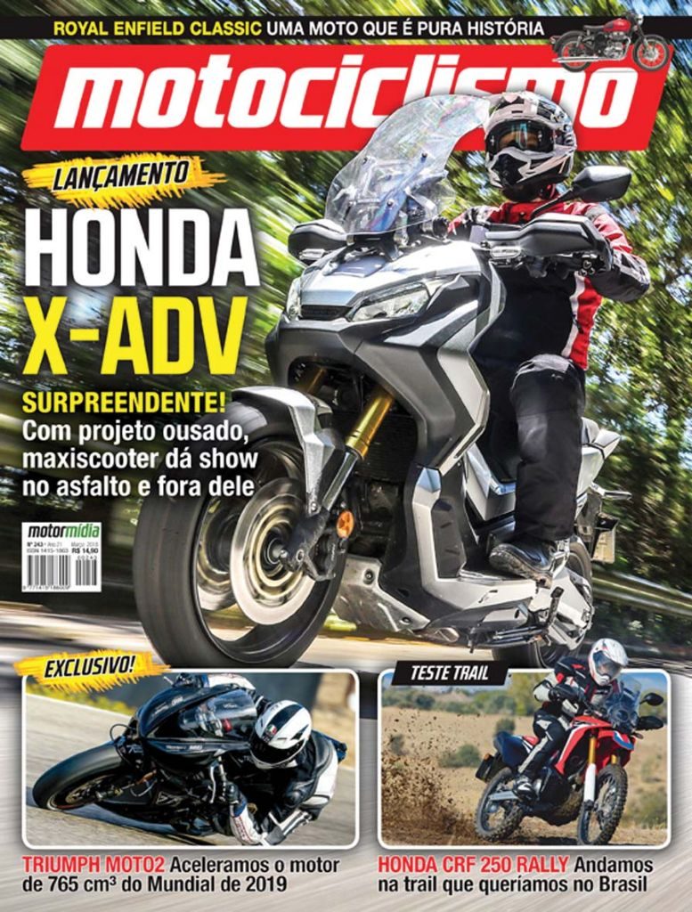 Motociclismo, bancas, Revista Motociclismo, capa Motociclismo 243, motos, revista de motos, Honda, Kawasaki, Triumph, Ninja, Ninjs H2 SX, CRF 250 Rally, X-ADV, Moto2, MotoGP