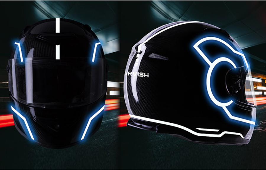 capacete inteligente Jarvish inspirado no filme Tron