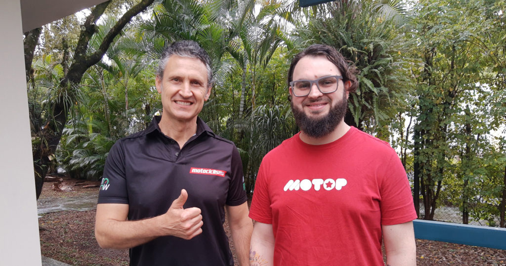 Ismael Baubeta, editor da MOTOCICLISMO e Ciro Ralfe, criador do Motop