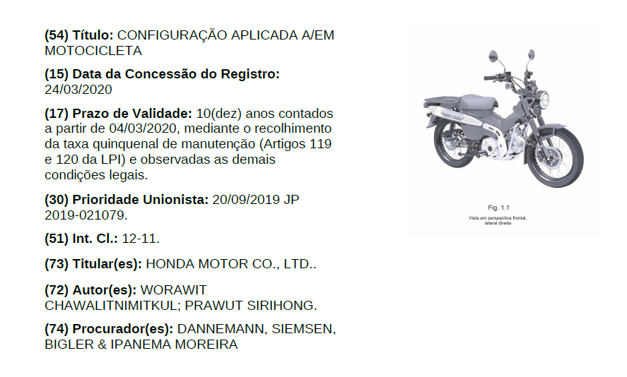 Honda patenteia CT 125 Hunter CUB no Brasil