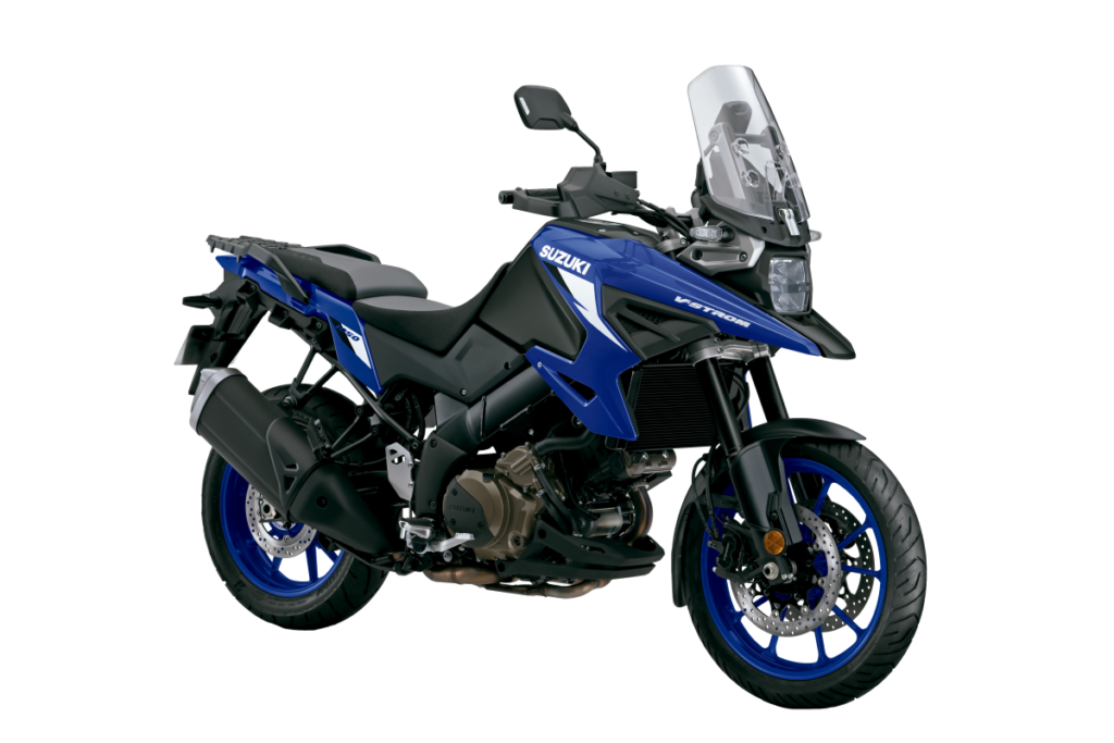 Suzuki V-strom 1050 2025 azul imagem lateral frontal