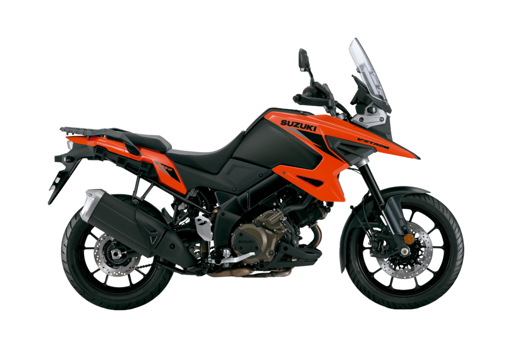 Suzuki V-strom 1050 2025 laranja imagem lateral