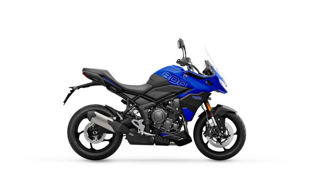 imagem lateral da nova Triumph Tiger Sport 800 2025 blue