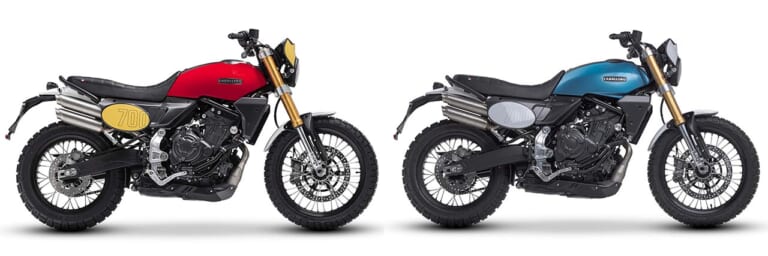 imagem lateral direita das duas versões da Fantic Caballero Scrambler 700