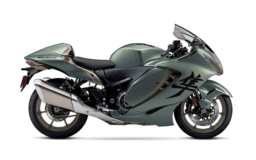 imagem lateral da nova Suzuki Hayabusa 2025 na cor verde