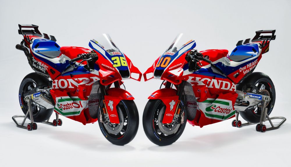 imagem lateral das Honda RC213V 2025 de Mir e Marini