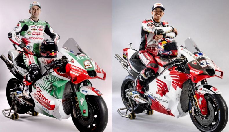 imagem das novas RC213V LCR Honda MotoGP 2025 de Johann Zarco e Somkiat Chantra