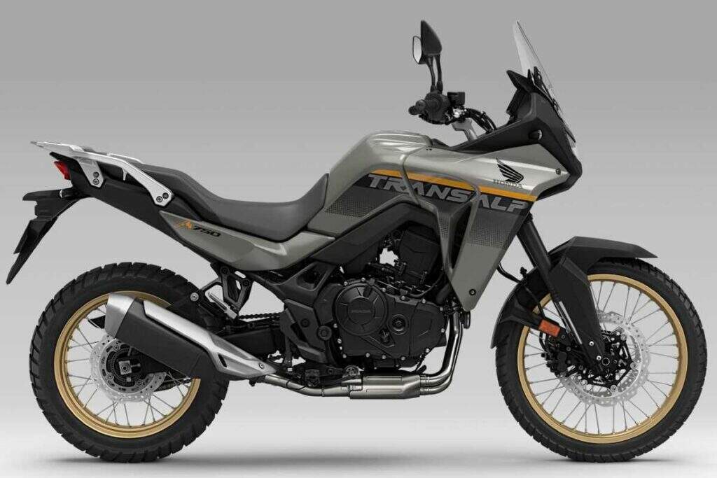 imagem lateral da nova Honda XL750 Transalp 2025 cinza