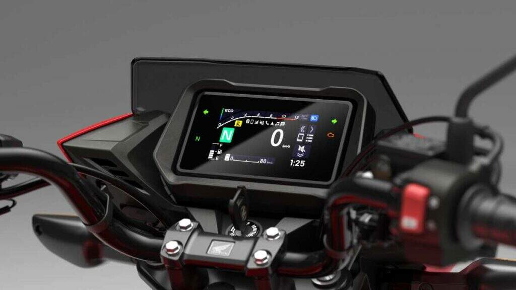 imagem do painel tft da nova Honda CB125F 2026