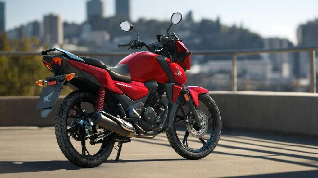 imagem traseira da nova Honda CB125F 2026 vermelha