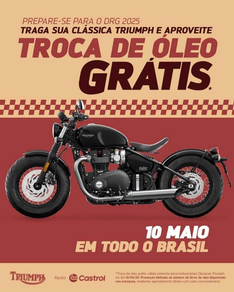 imagem banner troca de óleo grátis triumph modern classics