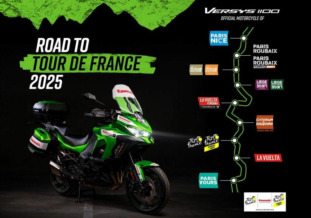 arte ilustrativa das provas realizadas pela ASO que terão a Versys 1100 como moto oficial
