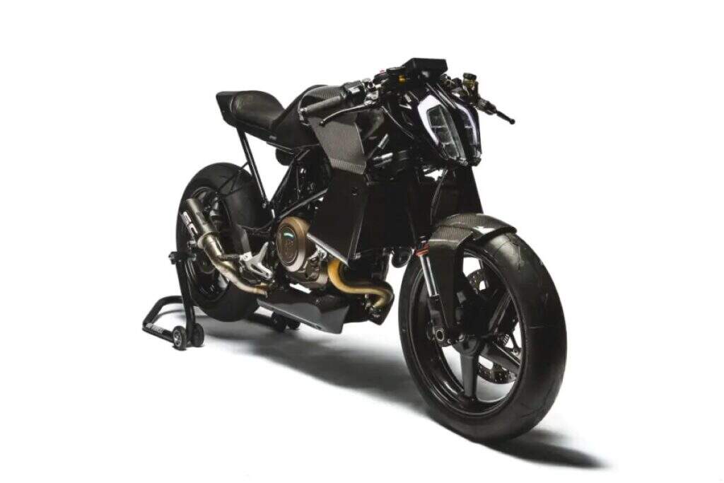 imagem frontal Husqvarna Vitpilen 701 customizada que pertencia ao piloto de Fórmula 1 Charles Leclerc