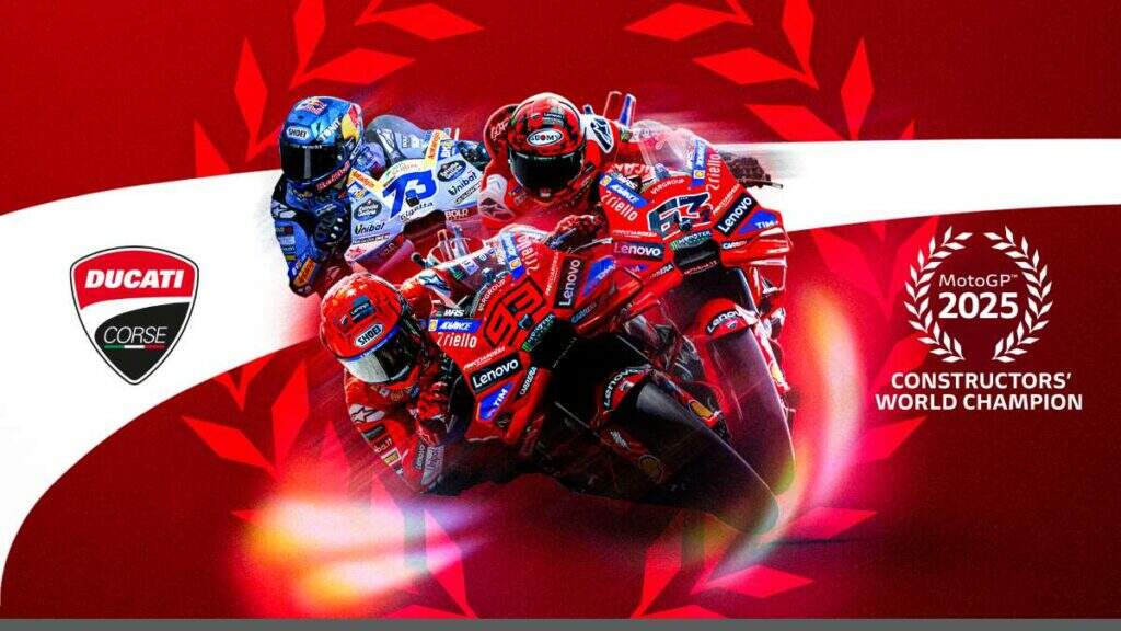 imagem banner ducati vence sexto título consecutivo de construtores na MotoGP.