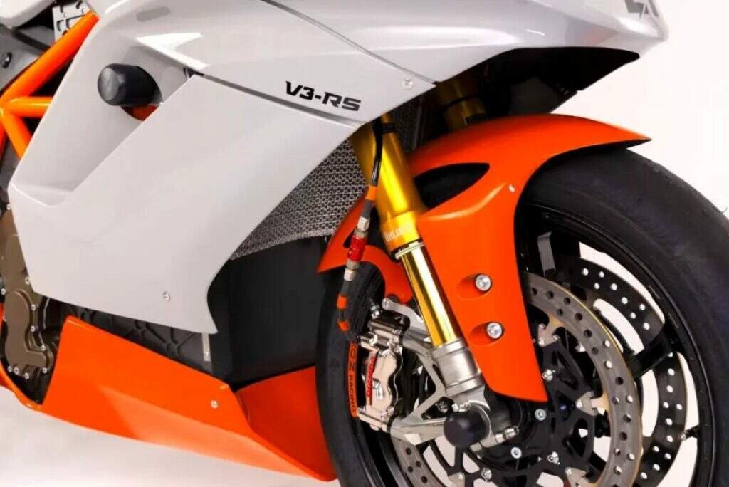 imagem da suspensão dianteira da moto elétrica Lightfighter V3-RS