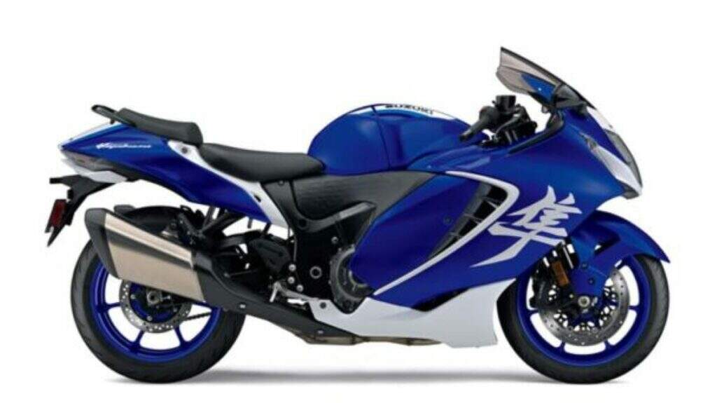 imagem lateral da nova gsx-r 1300 special edition 2025 blue and white