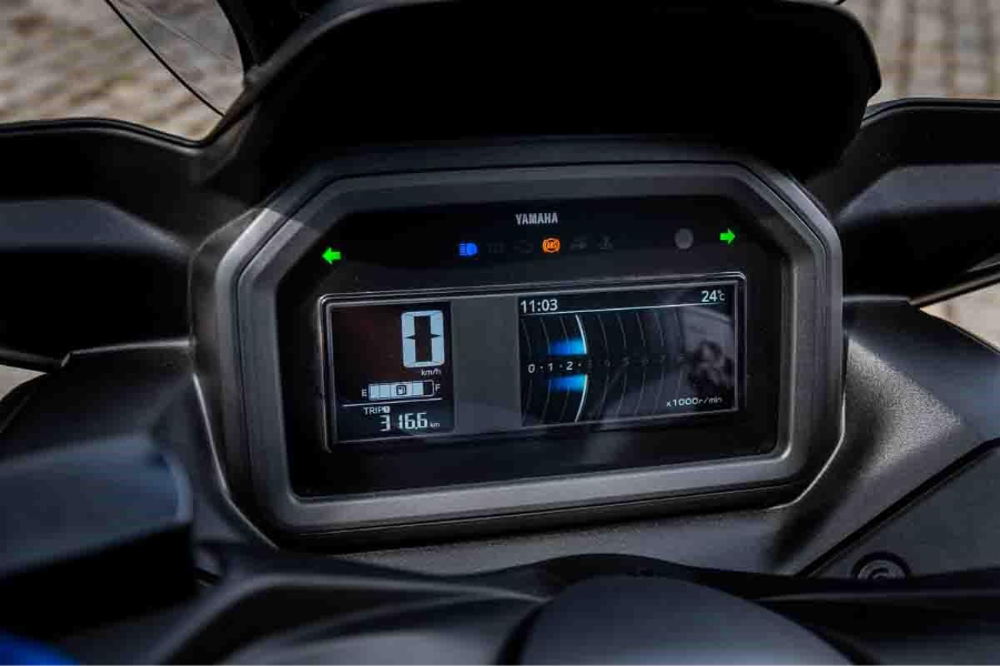 imagem do painel do yamaha XMAX 300 Connected 2025