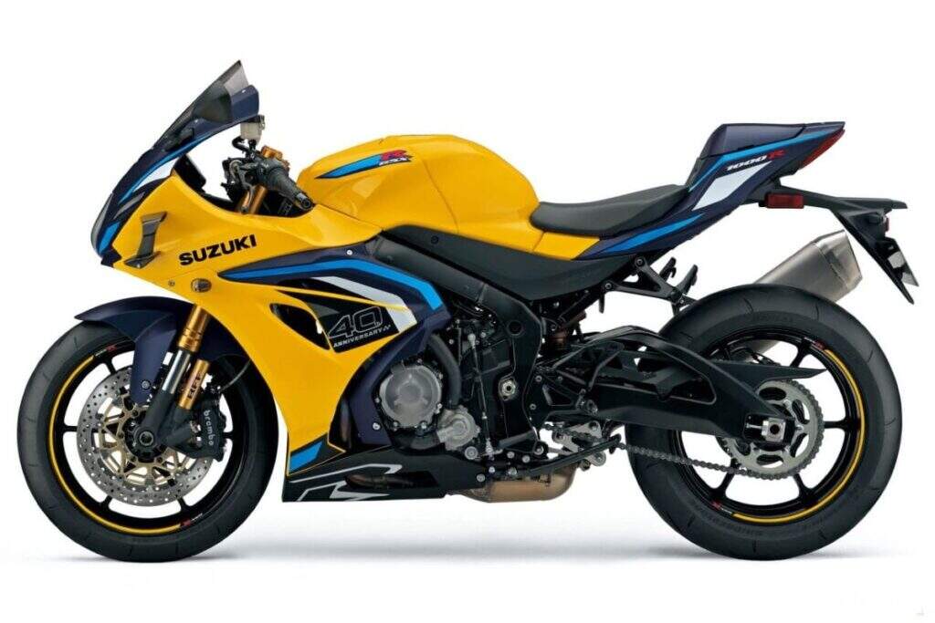 imagem lateral Suzuki GSX-R1000 40º aniversário 2026 yellow