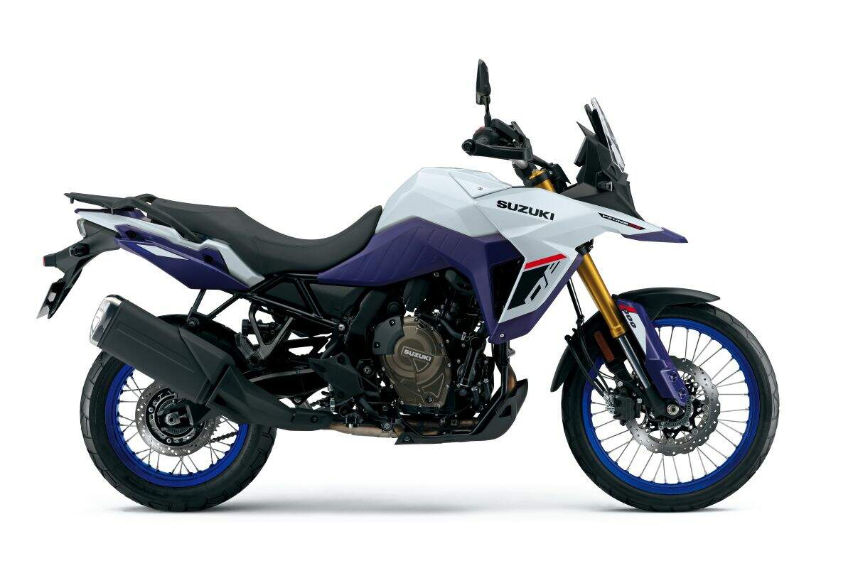 imagem lateral da nova Suzuki V-Strom 800DE 2026 branca