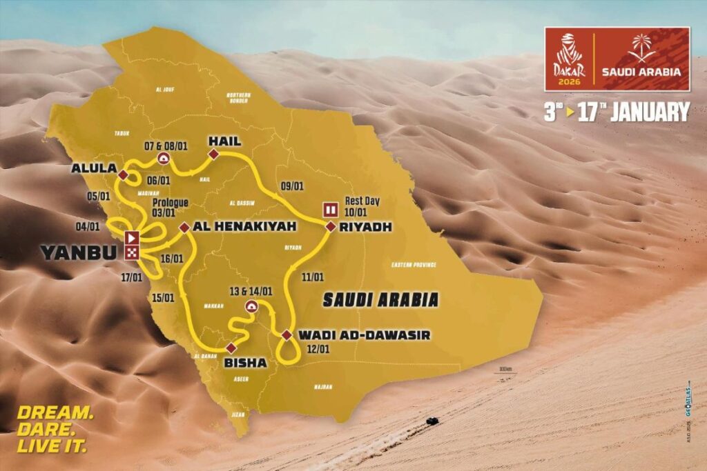 imagem do percurso do dakar 2026