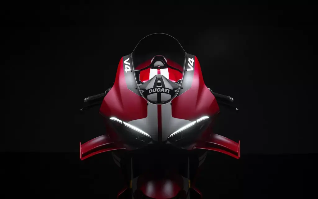 imagem frontal da Ducati Superleggera V4 Centenario 2027