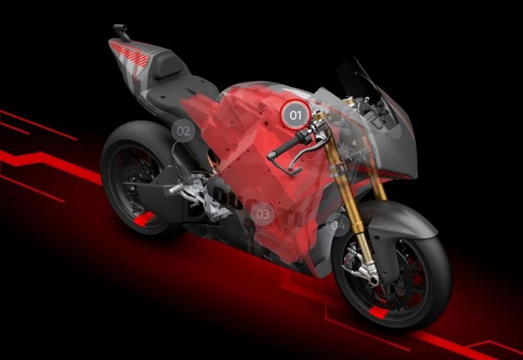imagem detalhes ducati elétriva motoe
