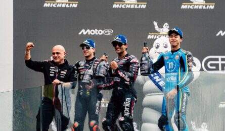 Aprilia-podio-triplo-LeMans-MotoGP