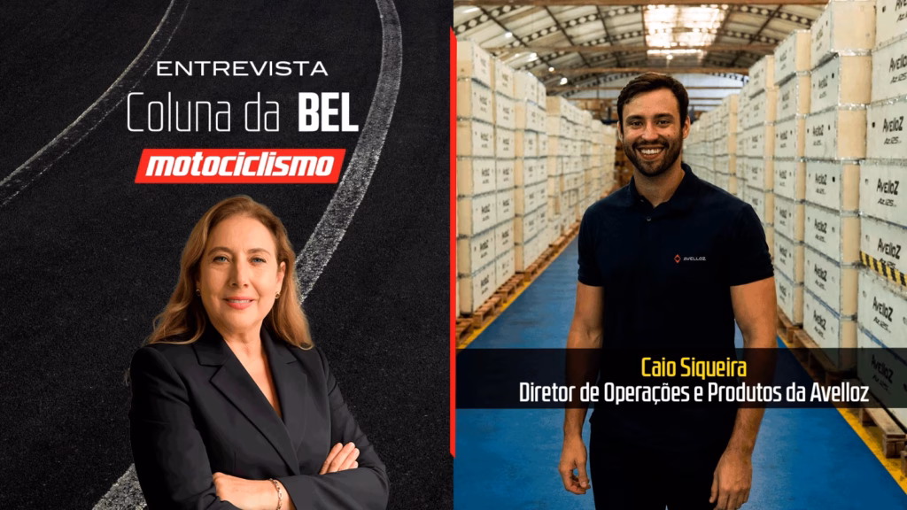 Foto de apresentação com Isabel Reis - Jornalista e Diretora da Revista Motociclismo e Caio Siqueira - Diretor de Operações de Produto da Avelloz