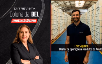 Foto de apresentação com Isabel Reis - Jornalista e Diretora da Revista Motociclismo e Caio Siqueira - Diretor de Operações de Produto da Avelloz