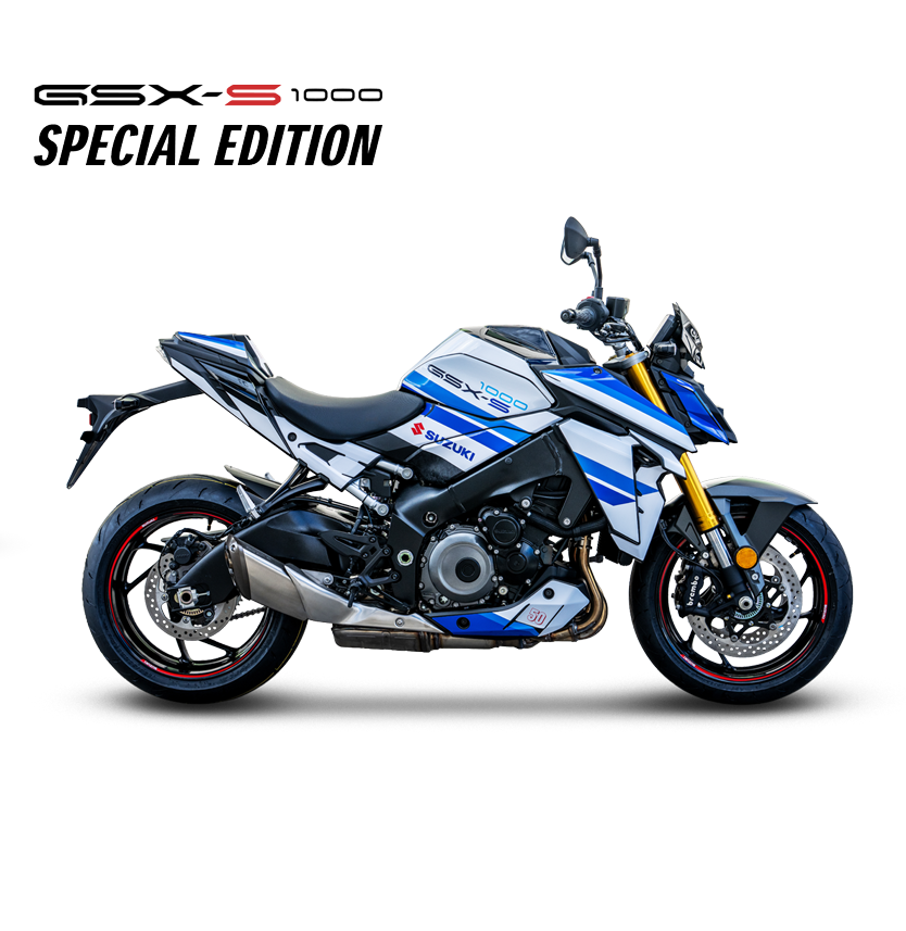 imagem lateral da gsx-s1000 edição comemorativa de 50 anos