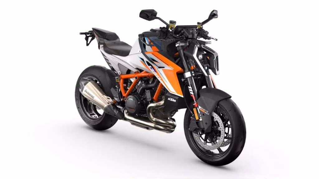 imagem frontal lateral da nova e exclusiva KTM 1390 Super Duke RR 2026