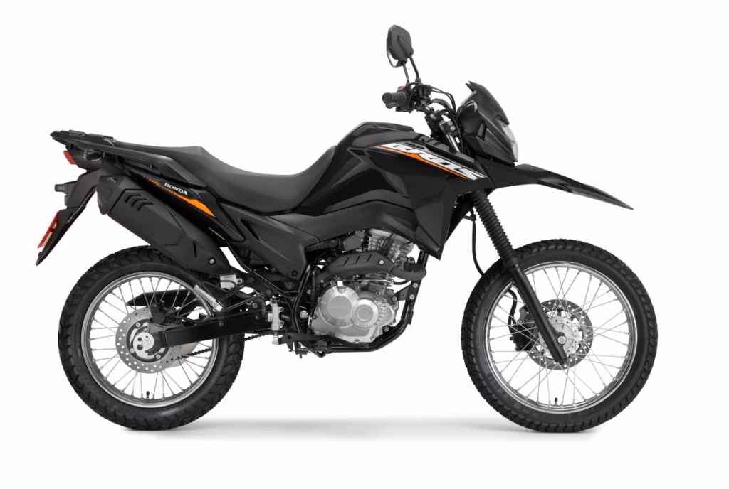 imagem lateral Nova Honda NXR 160 Bros 2027 na cor Preta foto do Caio Mattos