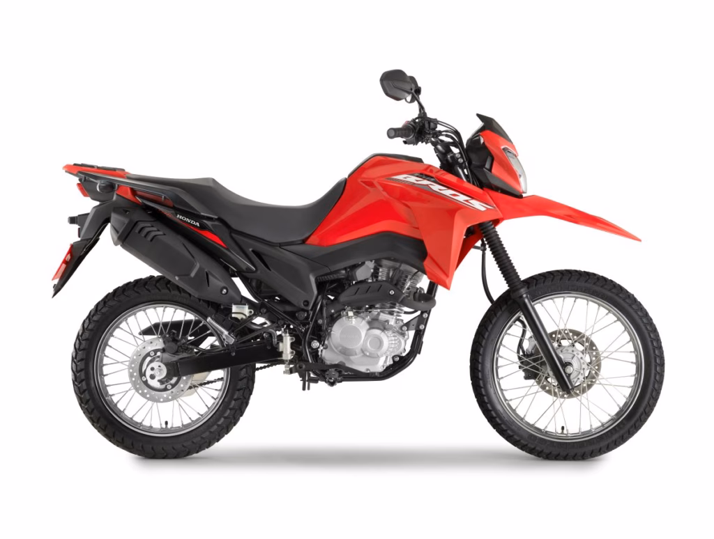 imagem lateral Nova Honda NXR 160 Bros 2027 na cor Vermelho Fighting Red