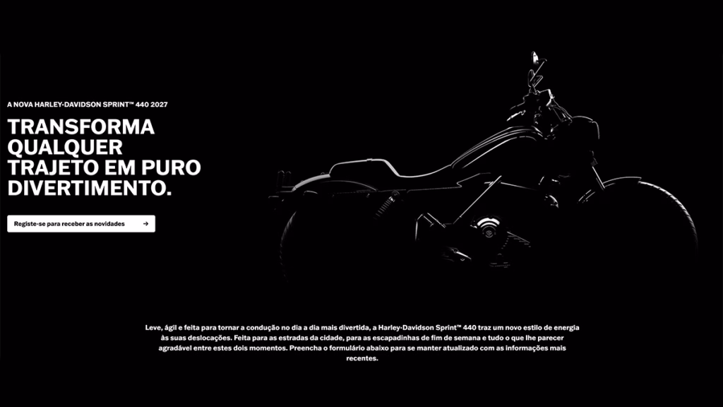 Pagina de cadastro da Harley Davidson Sprint 440