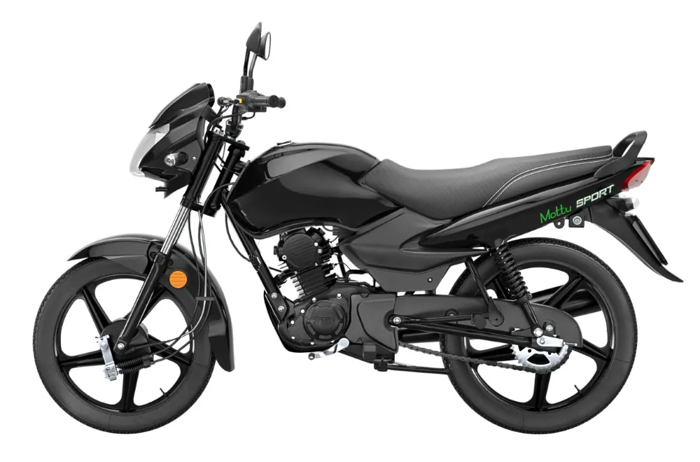 Mottu Sport 110i em foto de estúdio com visão lateral e fundo branco