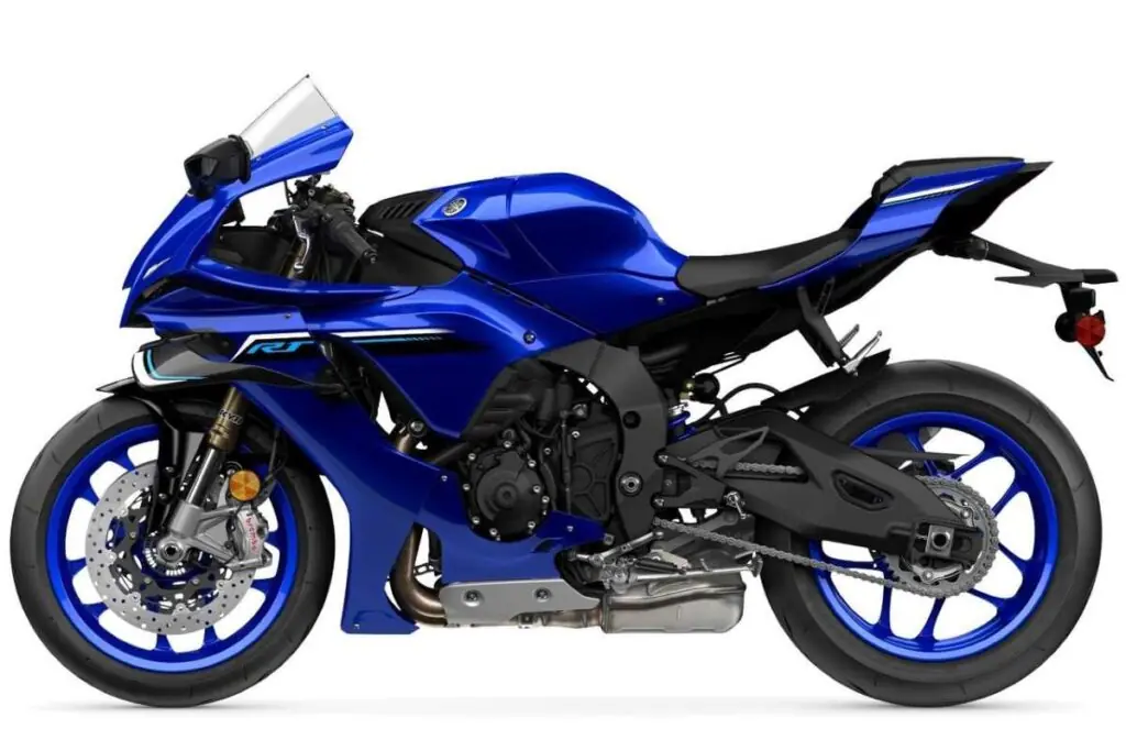imagem lateral da nova Yamaha YZF-R1 2025 azul