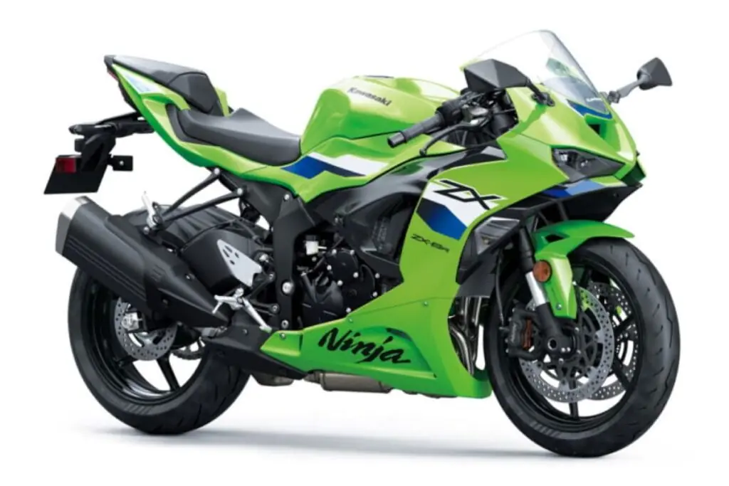 imagem lateral frontal da nova Kawasaki ZX-6R 2026 verde