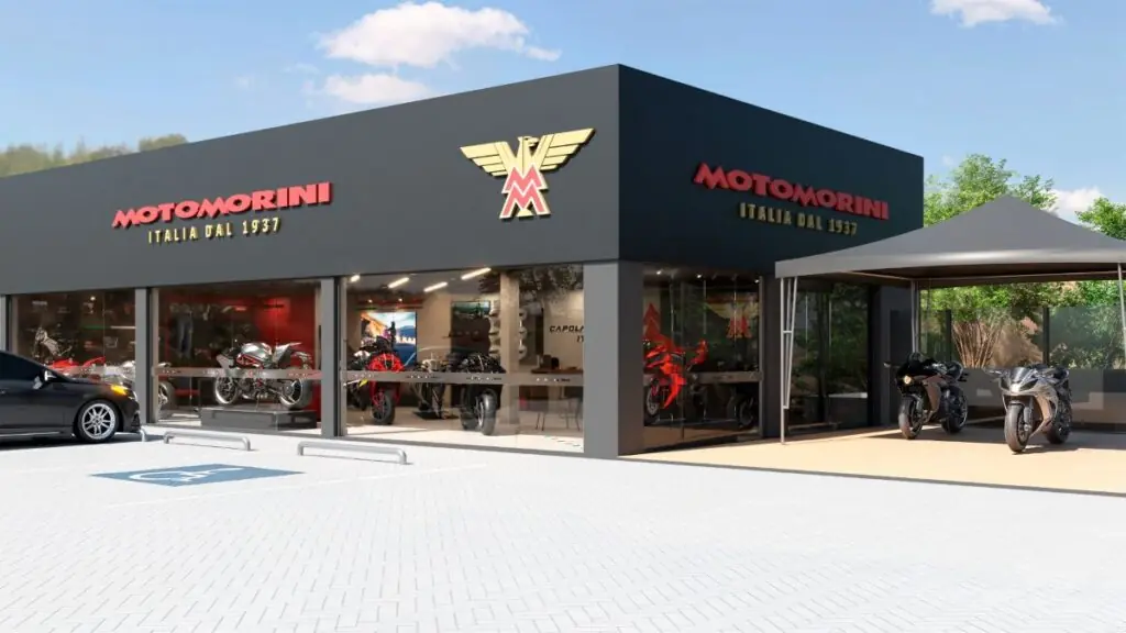 Ilustração fachada loja Moto Morini Curitiba