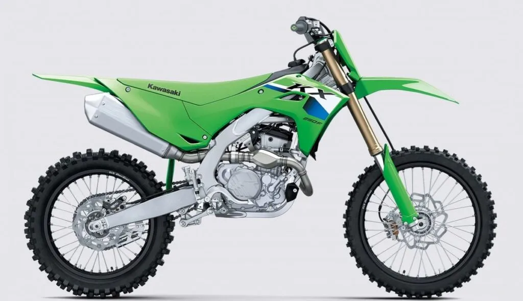 imagem lateral da nova Kawasaki KX250F 2027